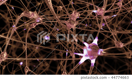 3D rendering of a network of neuron cells 44774663