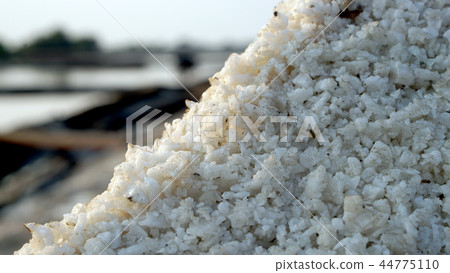 flower of sea salt in salt pan farm, salt field  44775110