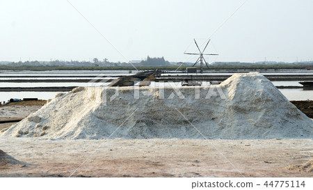 flower of sea salt in salt pan farm, salt field  44775114