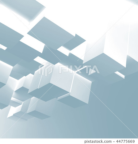 Blue glowing cubes installation. 3d illustration 44775669