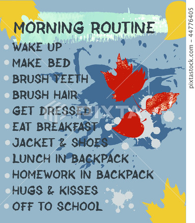 Pupil's morning routine. Back to school theme. Pupil's morning routine. Back to school theme. 44776405
