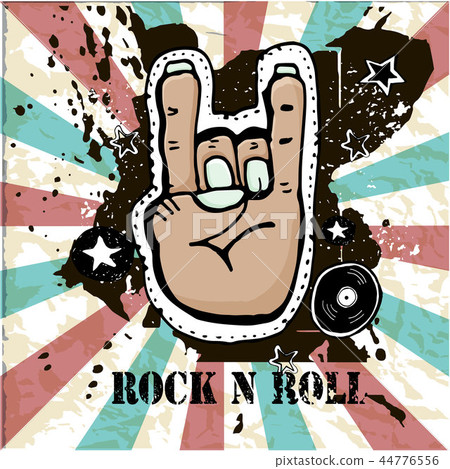 Grunge texture background , text Rock n Roll.  44776556