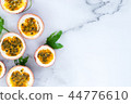 sliced passion fruit on marle background. 44776610