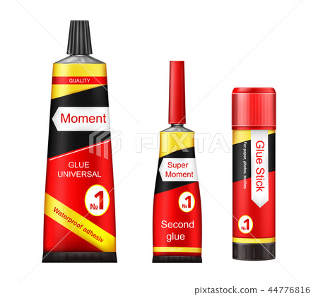 tubes of glue - adhesive stick, super and moment paste for repair, fixing, instant gluing 44776816