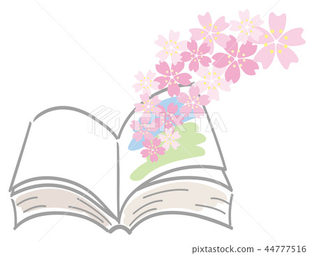 Cherry blossoms jumping out of a book 44777516