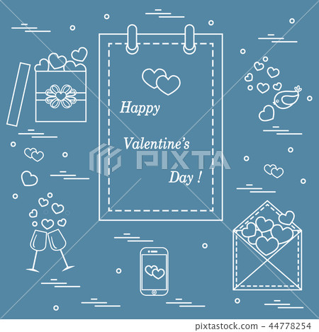 calendar with Valentine's Day, gifts, postal calendar with Valentine's Day, gifts, postal 44778254