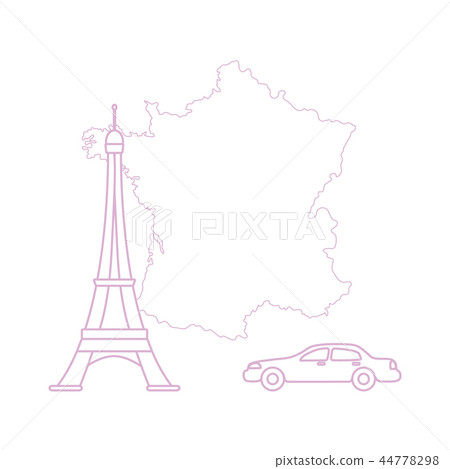 Map of France, tower, car 44778298