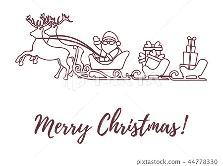 Santa Claus with Christmas presents in sleighs 44778330
