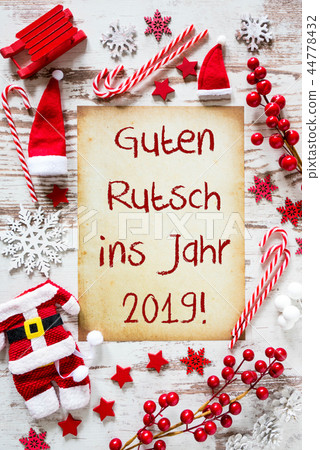 Flat Lay, Guten Rutsch 2019 Means Happy New Year 44778432