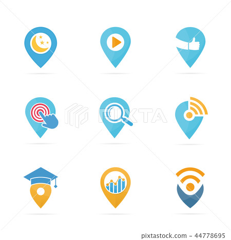 Set of map pointer logo combination. GPS locator and pin symbol or icon. Unique navigation and 44778695