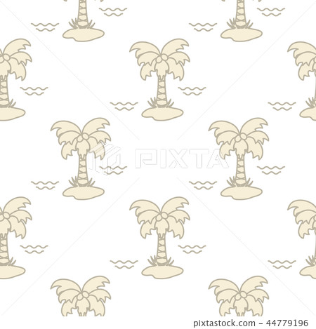 Seamless pattern with palm trees and waves - Stock Illustration ...