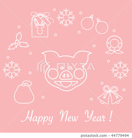 Happy New Year 2019 card Vector illustration. 44779494