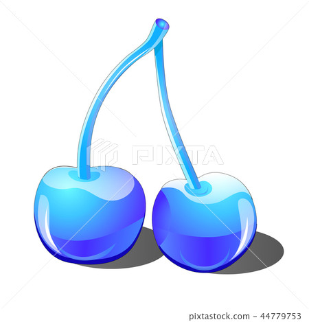 Two cherries made of ice and glass isolated on white background. Vector illustration. 44779753
