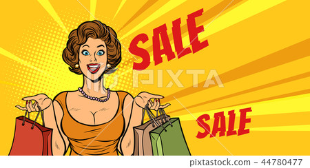 joyful woman shopping on sale 44780477