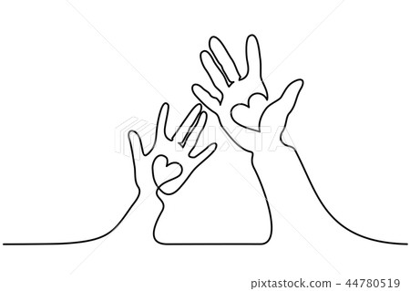 Abstract hands woman and man holding hearts Abstract hands woman and man holding hearts 44780519