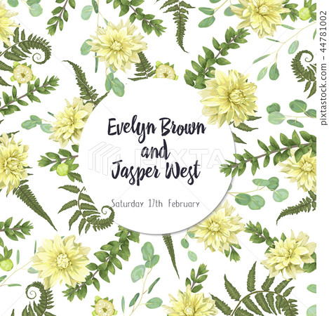 Beautiful vector round frame with flowers of  44781002