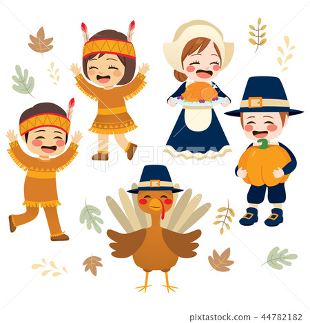 Cute Thanksgiving Character Collection 44782182