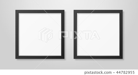 Two Vector Realistic Modern Interior Black Blank Square Wooden Poster Picture Frame Mock-up Set Two Vector Realistic Modern Interior Black Blank Square Wooden Poster Picture Frame Mock-up Set 44782955