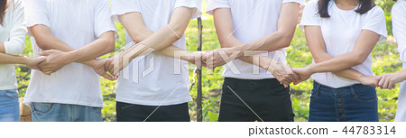 Hand of group diversity people volunteer together 44783314