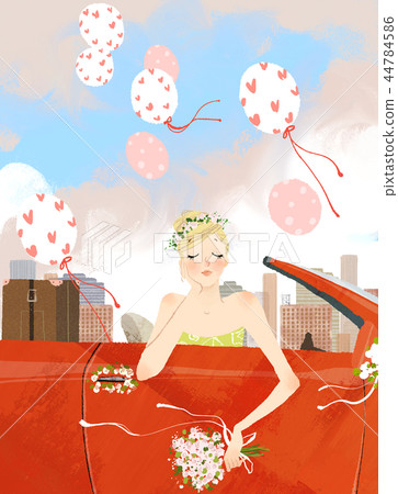 Happy, marriage, wedding, illustration 44784586
