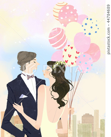 Happy, marriage, wedding, illustration 44784689