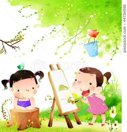 Children, concentric, illustration 44784986