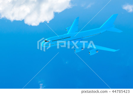 Airplane flying mock-up blue color on blue sky 44785423