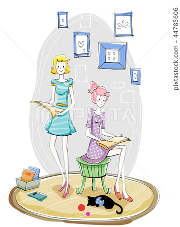 美,女孩,插圖 美,女孩,插圖 44785606