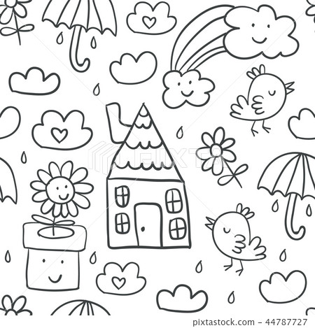 Cute children's drawings seamless pattern Cute children's drawings seamless pattern 44787727