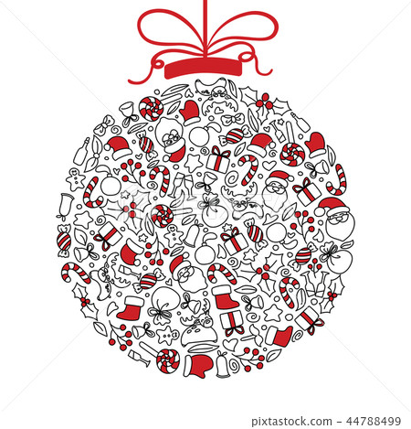 Christmas doodle art ball shape illustration 44788499