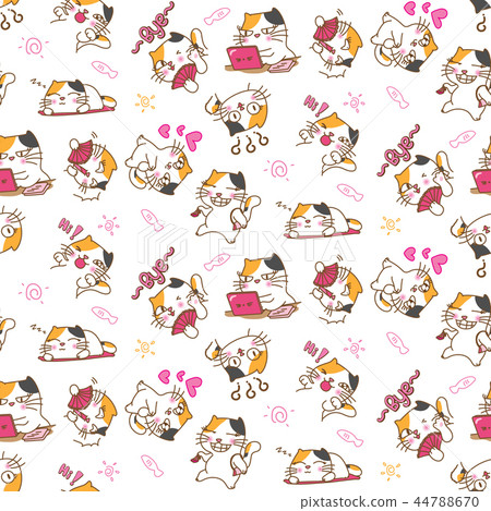 Pretty cat seamless pattern background 44788670