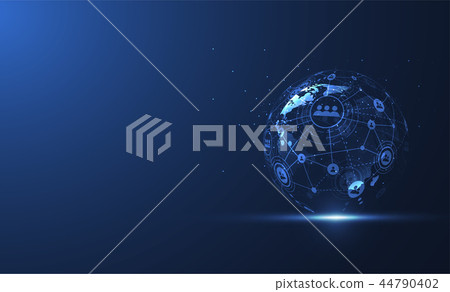 Global network connection. World map point 44790402