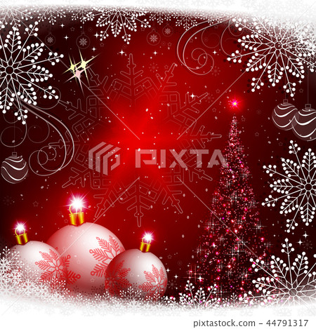 Christmas red background with white balls and... - Stock Illustration ...