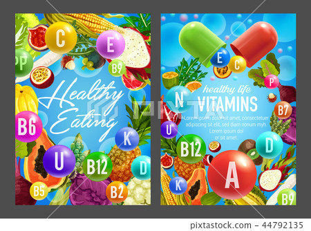 Vitamins in vegetables and fruits 44792135