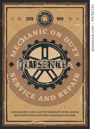 Car repair and mechanic service retro poster Car repair and mechanic service retro poster 44792181