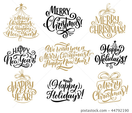Christmas, New Year holidays lettering quotes Christmas, New Year holidays lettering quotes 44792190