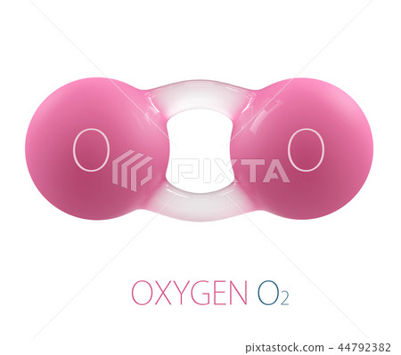 Oxygen molecule model on white background. 44792382