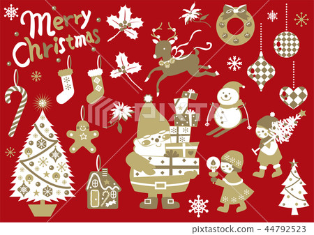 Christmas illustration Fashionable cute assortment vector 44792523