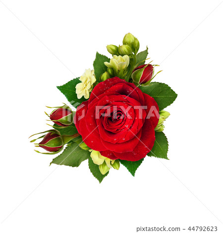 Composition with red roses and bouvardia flowers Composition with red roses and bouvardia flowers 44792623