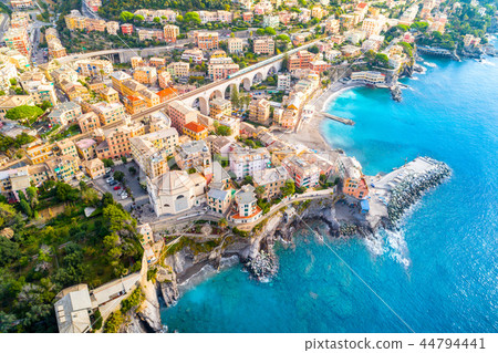 View of Bogliasco. Bogliasco is a ancient fishing village in Italy, Genoa, Liguria. Mediterranean 44794441