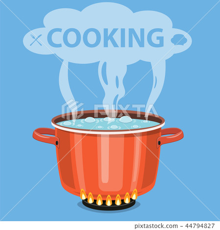 Boiling water in pan. 44794827