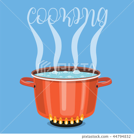 Boiling water in pan. 44794832
