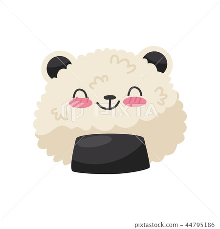 Rice in panda bear shape, cute Kawaii food cartoon character vector Illustration on a white 44795186