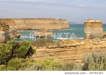 Strange rock landscape of the Great Ocean Road Melbourne Australia Strange rock landscape of the Great Ocean Road Melbourne Australia 44795367