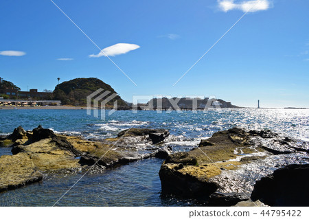 從Araihama海岸看Morozaki燈塔的區域 44795422