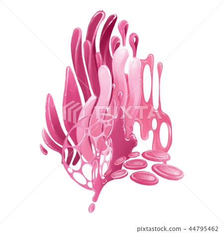 Abstract design with pink fantasy plant, net structures and liquid substance 44795462