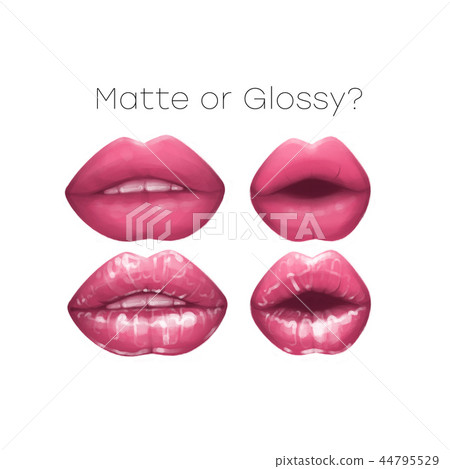 Realistic lips painted with matte and glossy pink lipsticks Realistic lips painted with matte and glossy pink lipsticks 44795529