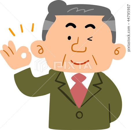 Middle-aged man in a suit showing the intention of approval_ manager 44795987