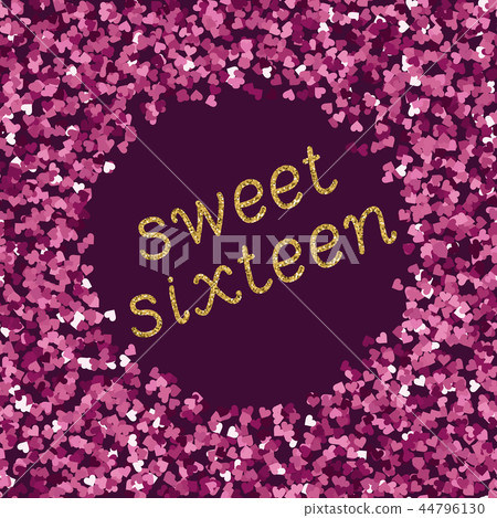 Bright magenta pink glitter texture whith glittering text sweet sixteen Bright magenta pink glitter texture whith glittering text sweet sixteen 44796130