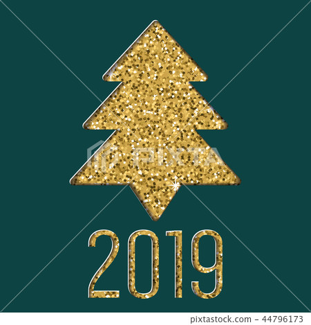 Layered cut out paper greeting card with Christmas with glitter texture effect. Vector illustration 44796173